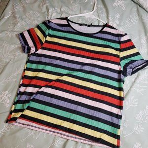 [10] Boohoo Colorful Black Striped Top